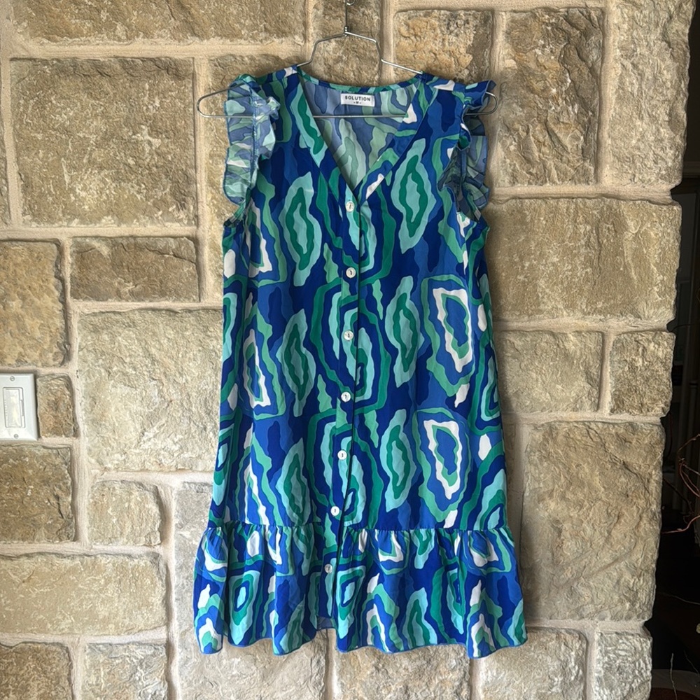 Colorful Dress with Ruffle Sleeves